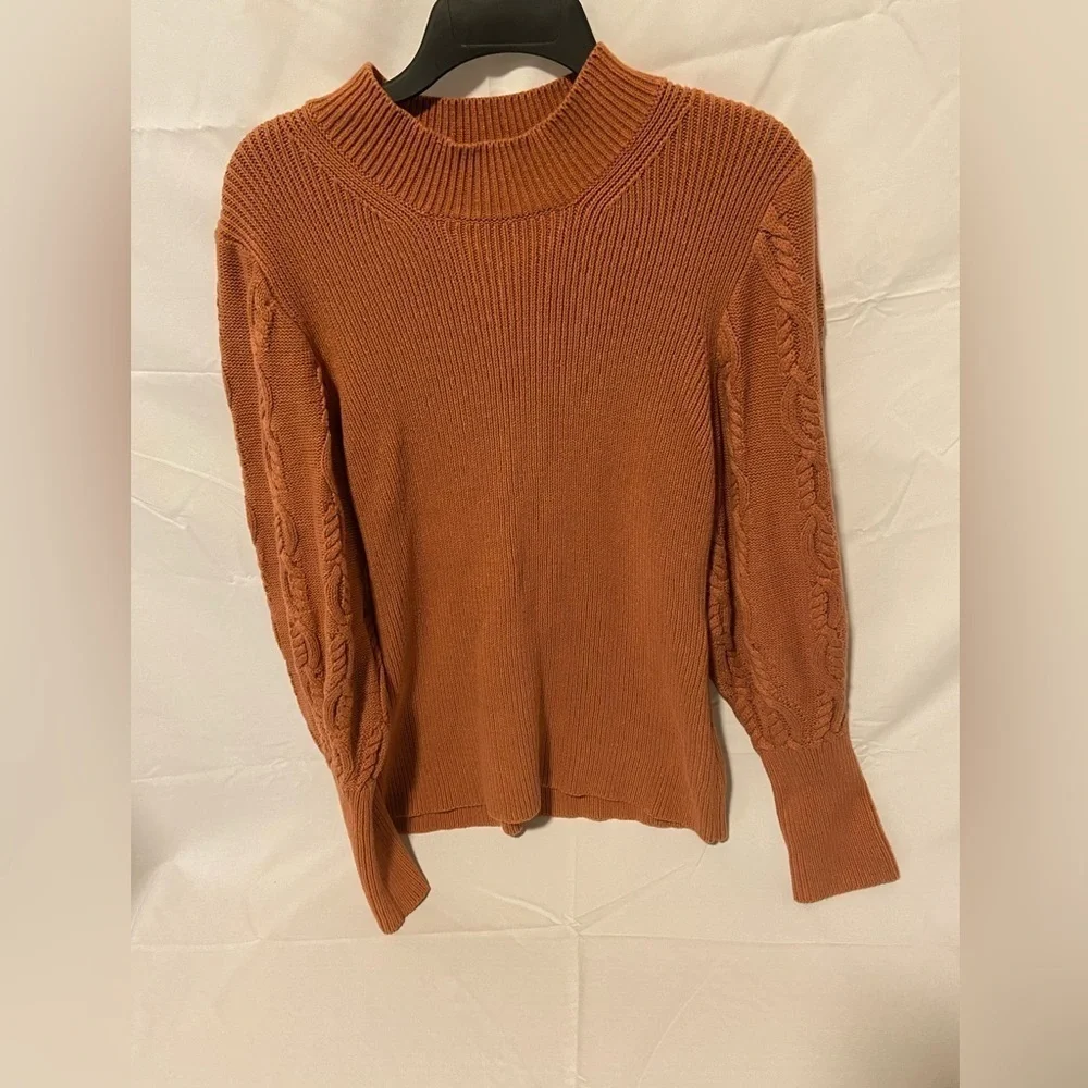 Cable stitch balloon braided long sleeved pullover sweater size large - Picture 1 of 8